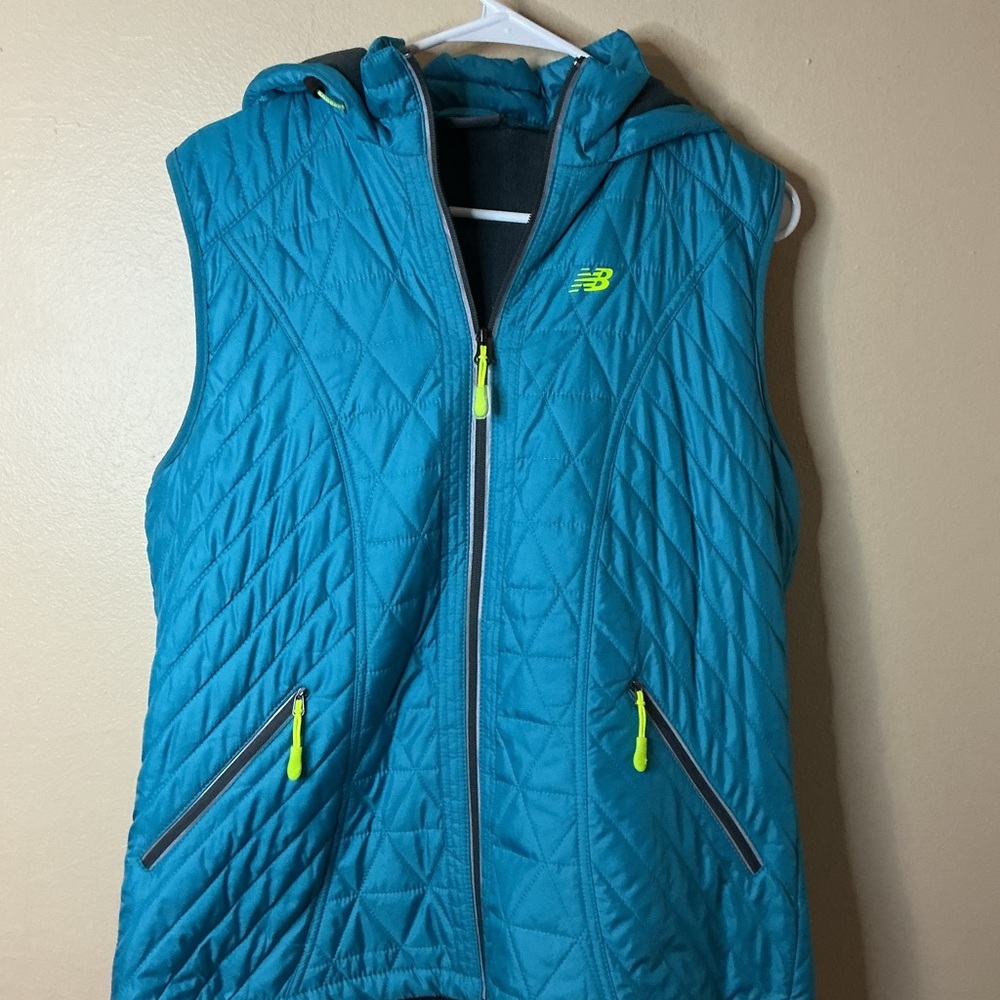 New Balance Teal Quilted Vest with Neon Accents